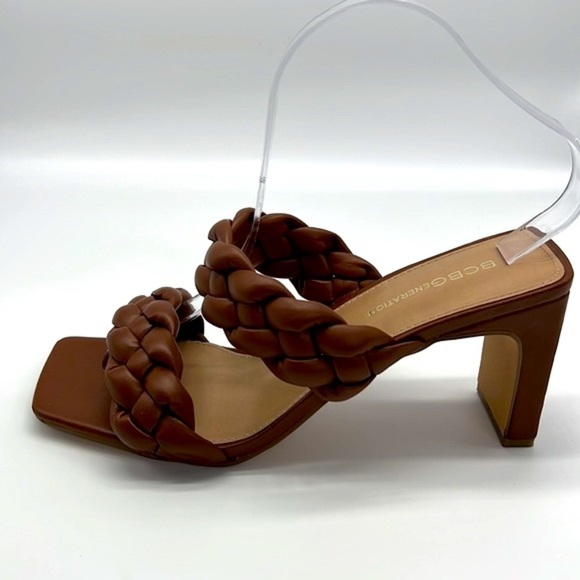 BCBGENERATION- Brown Braided Sounder Square Slip On Open Toe Sandals Size 8.5 - Picture 10 of 14